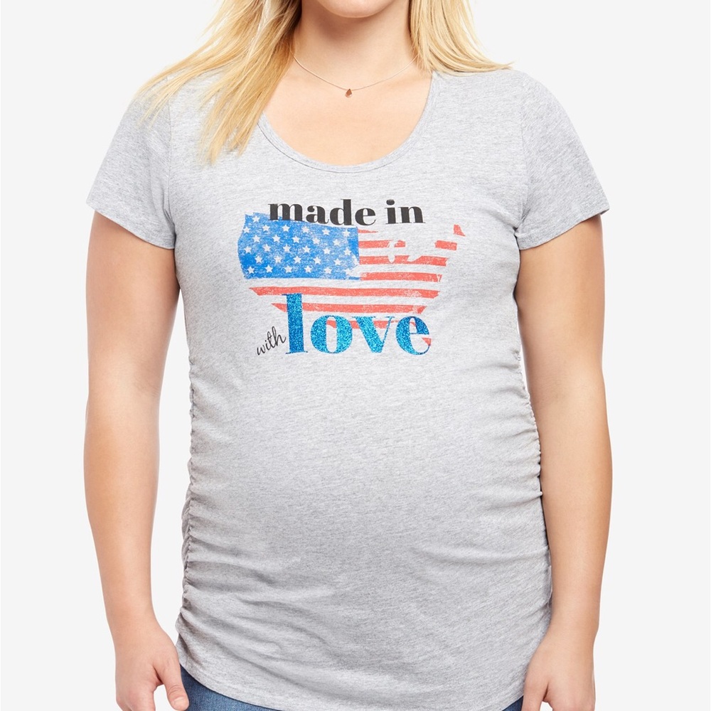 1X Motherhood Maternity Ruched Graphic Tee